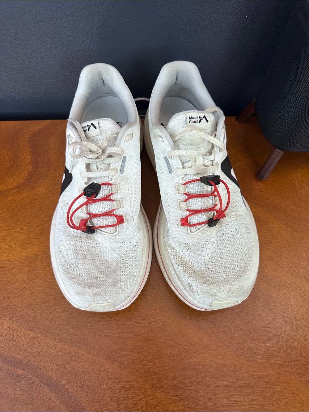 Mount to Coast C1 Men's White Running Shoes with Red Accents - Picture 3 of 3